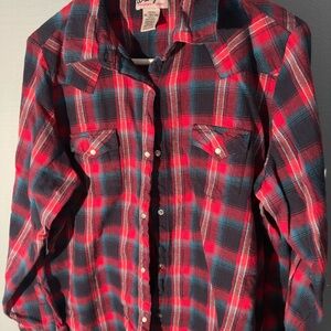 Wrangler’s Wrancher Plaid Button Down Shirt Boy’s 3XL, Red/blue/white Color